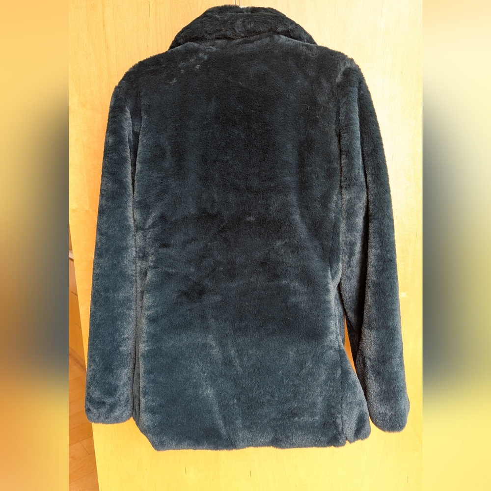 LOFT Plush Faux Fur Jacket in Teal. Small. NWT. - Picture 2 of 5